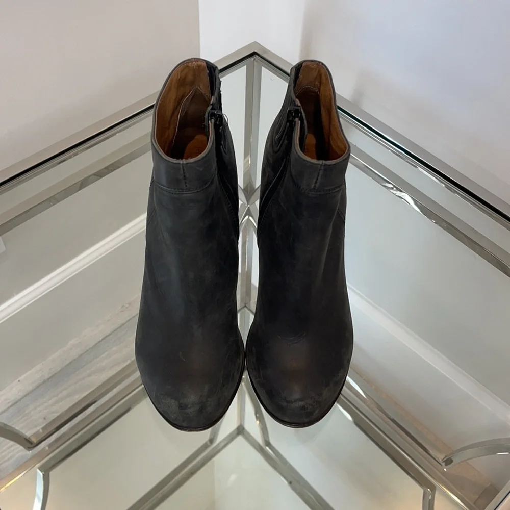 Jeffrey Campbell Black Leather Block Heel Ankle Boots
